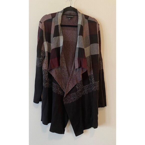 Lane Bryant Waterfall Draped Open Cardigan Sweater Plaid  Size 18/20 - Picture 1 of 10